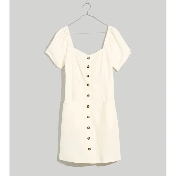 Madewell White Button-Front Mini Dress - Picture 13 of 14